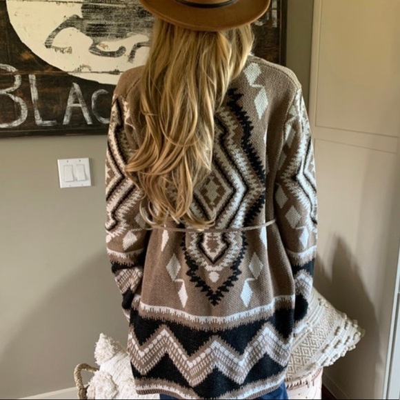 New Aztec Tribal Boho Western Cardigan Sweater Southwest Coat - Picture 5 of 12